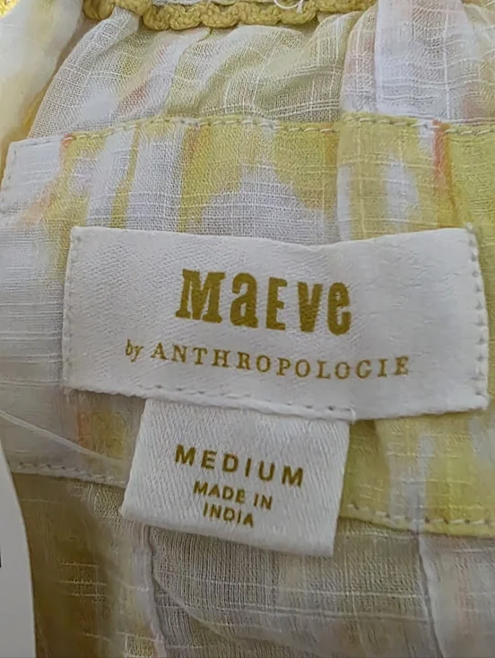 Anthropologie Maeve Off The Shoulder Ruffled Yellow Blouse NWT Size M - Picture 7 of 14